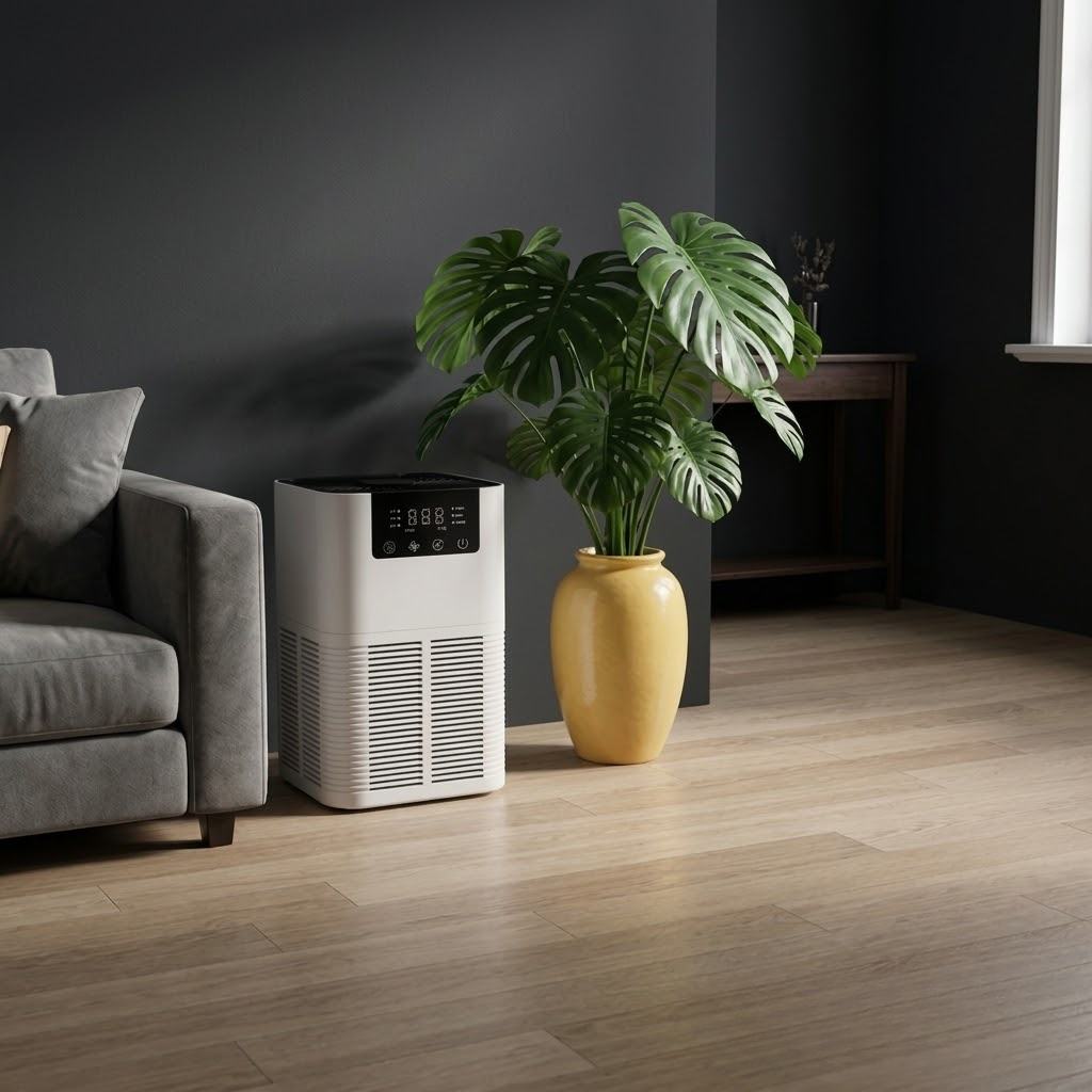 Allerze Air Purifier in a stylish living space